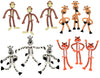 4 Inch Rubbery Bendable Jungle Safari Zoo Animals (12 Pack) Giraffe, Monkey, Zebra and Tiger Flexible Figures Birthday Party Favors Stress Relief