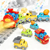 Train Set for Toddlers with Steam, Music & Lights, Electric Choo Choo Train Toy with Tracks & Magnetic Construction Cars, Toy Train Set for Kids