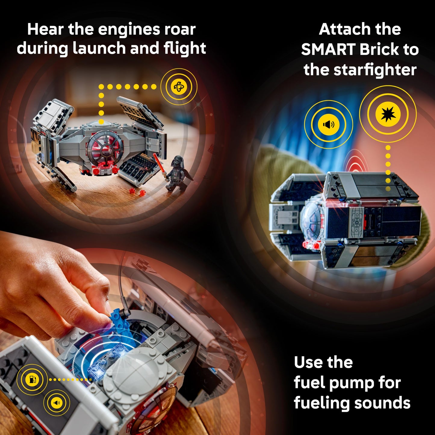 LEGO Star Wars SMART Play: Darth Vader’s TIE Fighter Interactive Building Toy - All-in-One Set - Reacts to How You Move and Play with a SMART Brick