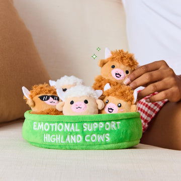 Emotional Support Highland Cows by Relatable, Cuddly Stuffed Animals, Plushies, and Cute Stuff, Great Back to School Gifts and Desk Accessories