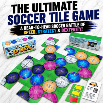Soccer Duel Tile Game - Fast-Paced Real-Time 1v1 Soccer Strategy Game | Head-to-Head Family Game for Kids, Teens & Adults | Screen-Free Travel Game