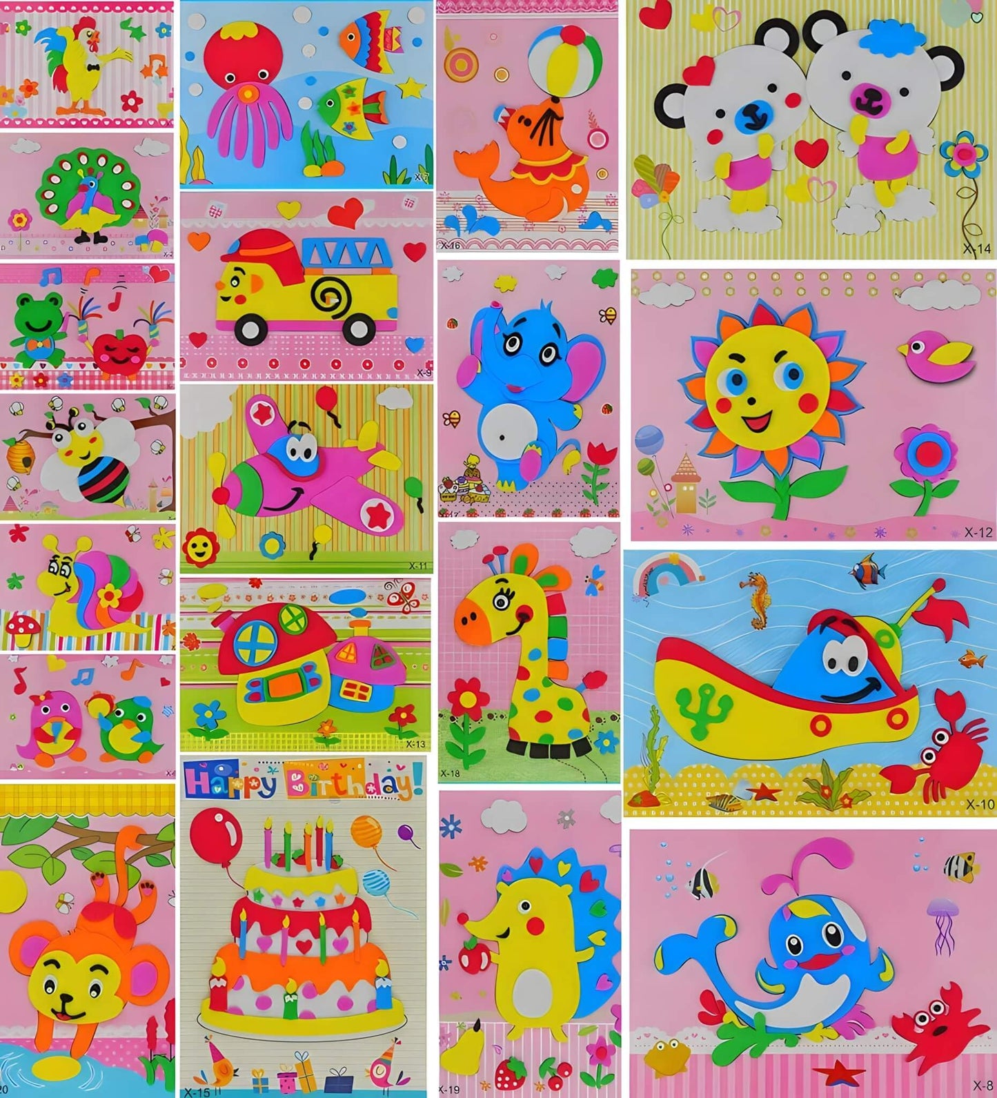 20pcs 3D EVA Foam Sticker Puzzle Game DIY Cartoon Animal Learning Education Toys for Toddler Kids Art Craft Kits (kidslove A)