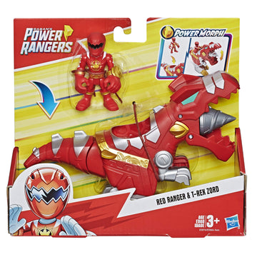 PlaySkool Heroes Power Rangers Red Ranger & T-Rex Zord 2 Pack, 3" Action Figure & Zord Set, Collectible Toys for Kids Ages 3 & Up
