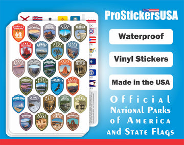 National Attractions of The USA - Adventures Go On (National Parks and State Flags)