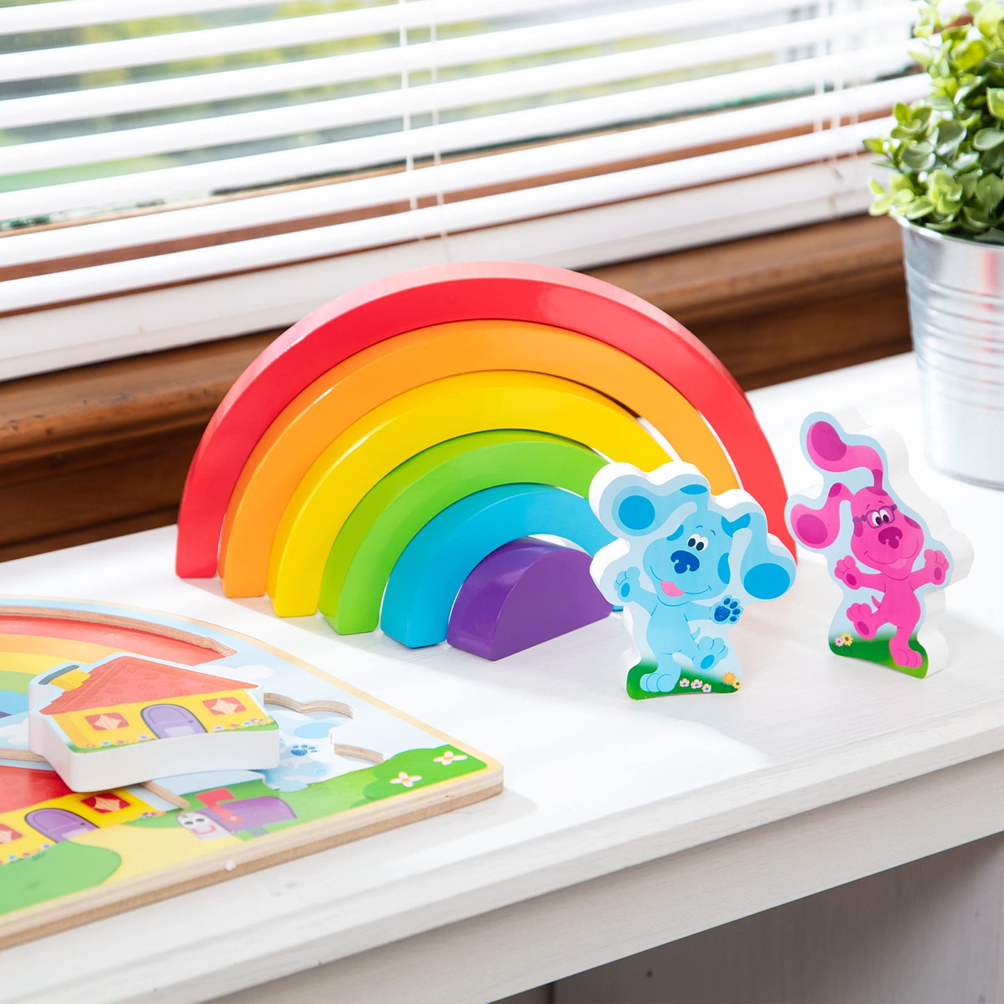 Melissa & Doug Blue's Clues & You! Wooden Rainbow Stacking Puzzle (9 Pieces)