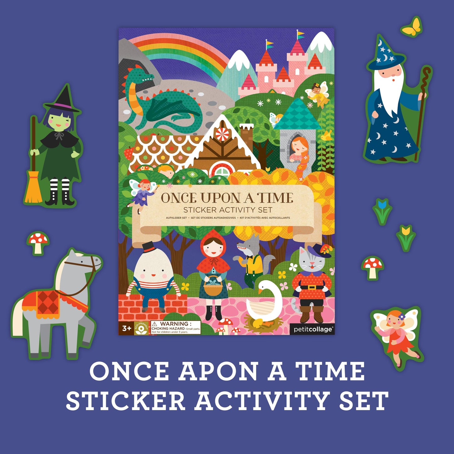 Petit Collage Sticker Activity Book, Once Upon A Time - Giant Fold Out Sticker Book for Kids, Includes Over 100 Reusable Stickers - Activity Book