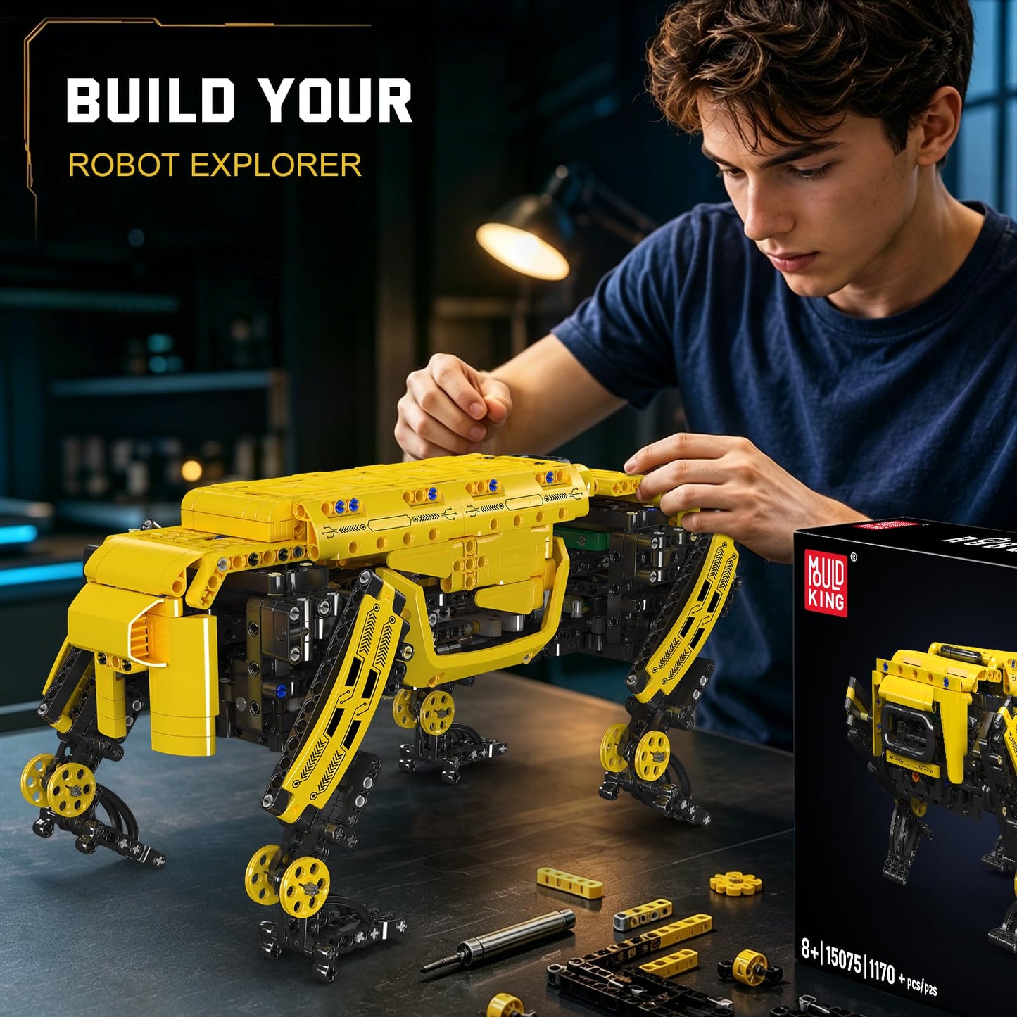 Mould King Robot Dog Building Set, Remote Controlled Robot Dog Toy for Kids, Mechanical Robot to Build, DIY Building Set as STEM Project/Collectibles