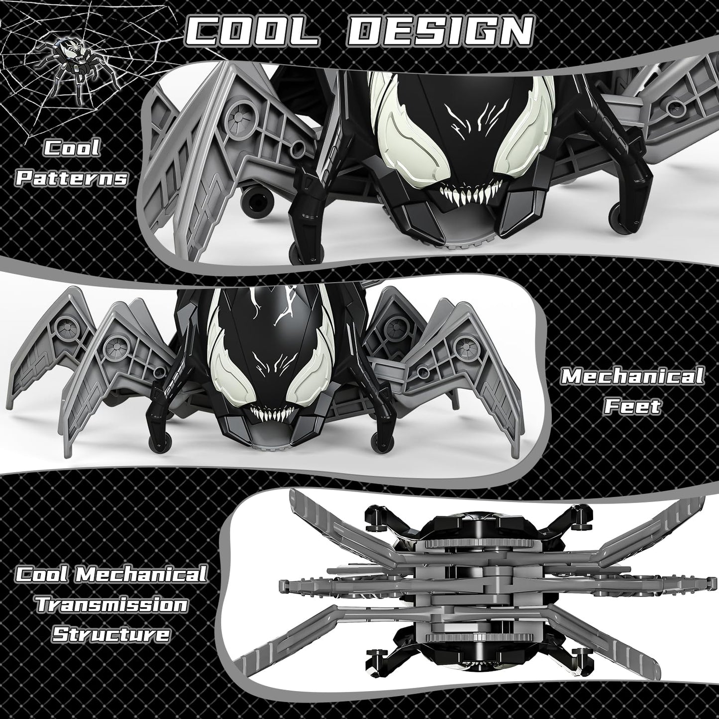 Agard Remote Control Spider Robot Toy (Black Grey)