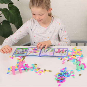 PLUS PLUS Learn to Build Unicorns, 275 Pieces - Interlocking Mini Hashtag Blocks, 3D Unicorn Birthday Gift for Girls & Boys - Fun Stem Toy for Kids