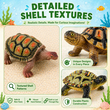 Liberty Imports 12 Piece Sea Turtle Animal Toys - Miniature Figurines - Unique Tortoise Toys Detailed and Hand Painted Reptiles Party Favor
