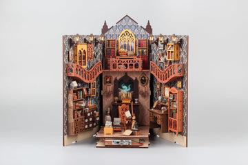 Fansetoyuma DIY Miniature Book Nook Dollhouse Room Kit for Teens and Adults-Magic Library