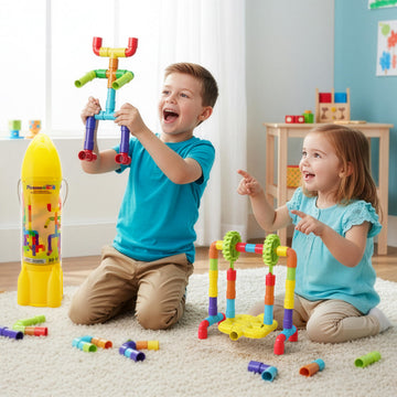 PicassoTiles Pipe Tube Construction Building Toys Stacking Toy Puzzle Game for Early Learning Montessori Playset Educational Connector Blocks Brain
