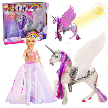 BETTINA Color Change Unicorn and Fairy Tale Princess Doll, W/Mane Brush, Girls' Unicorn Doll Toys Gifts, Presents for Girl Kids Aged 3+, Rainbow