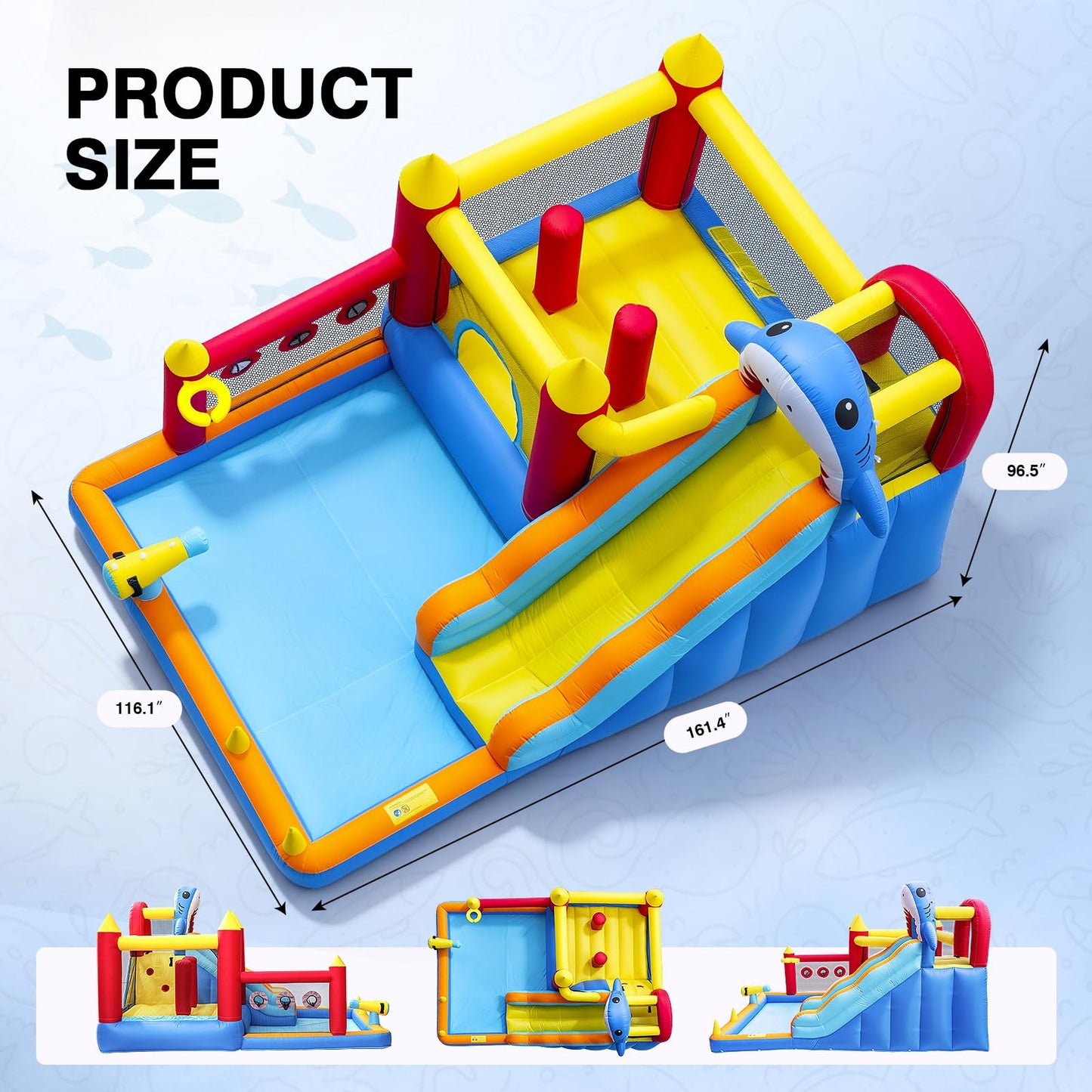 Inflatable Bounce House with Water Slide for Kids, 10 in 1 Bounce House with Air Blower, Inflatable Water Park for Backyard with Slide, Climbing Wall