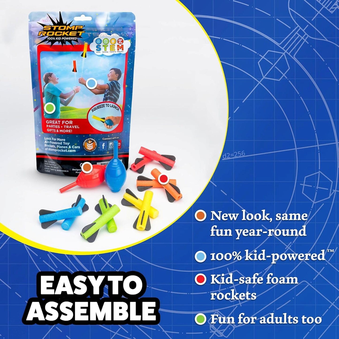 Stomp Rocket Dueling Squeeze Rockets, 2 Player Pack