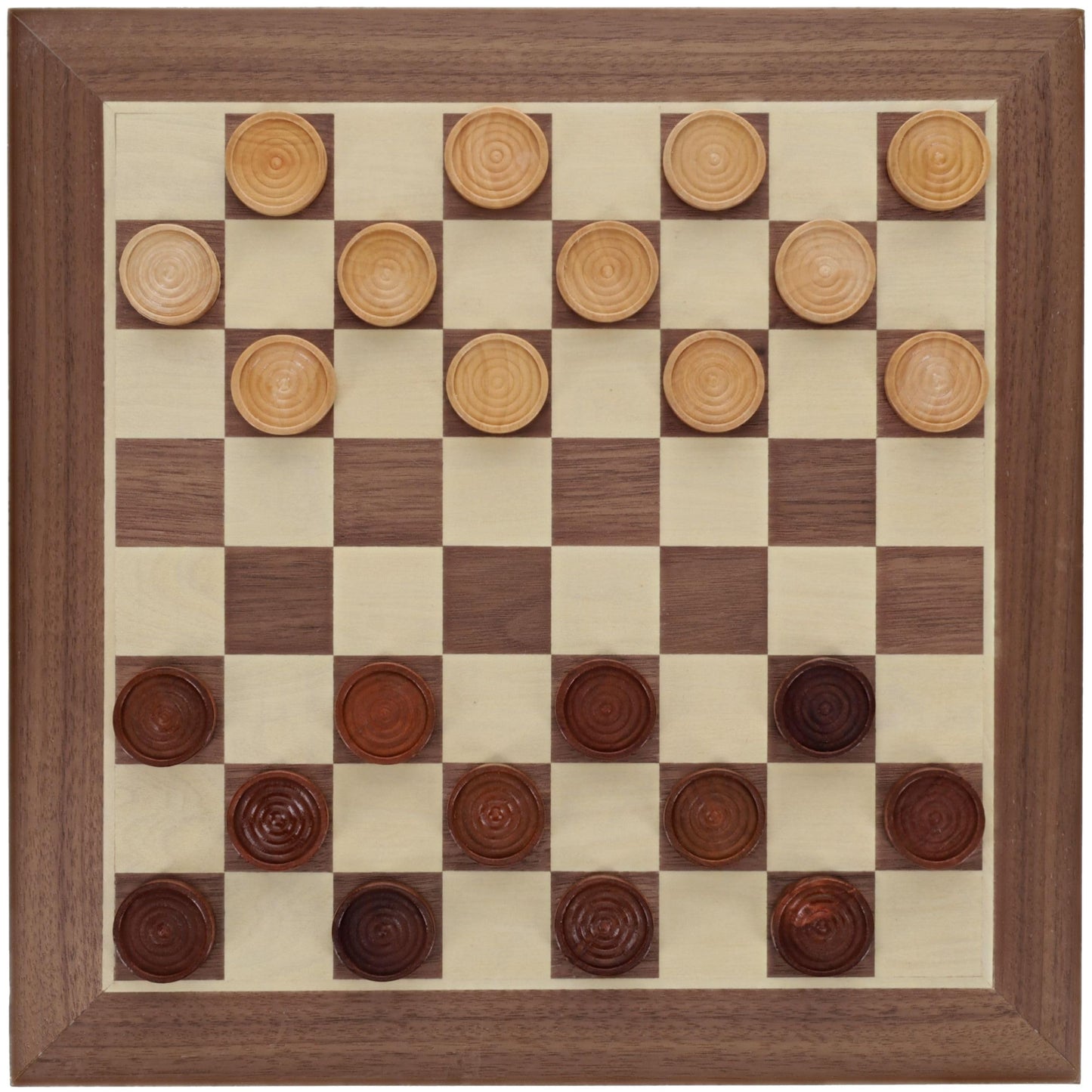 WE Games Old School Wooden Checkers Set Walnut and Natural Stain - 12 Inch Classic Board Game for Strategy Play, Gatherings, and Game Nights