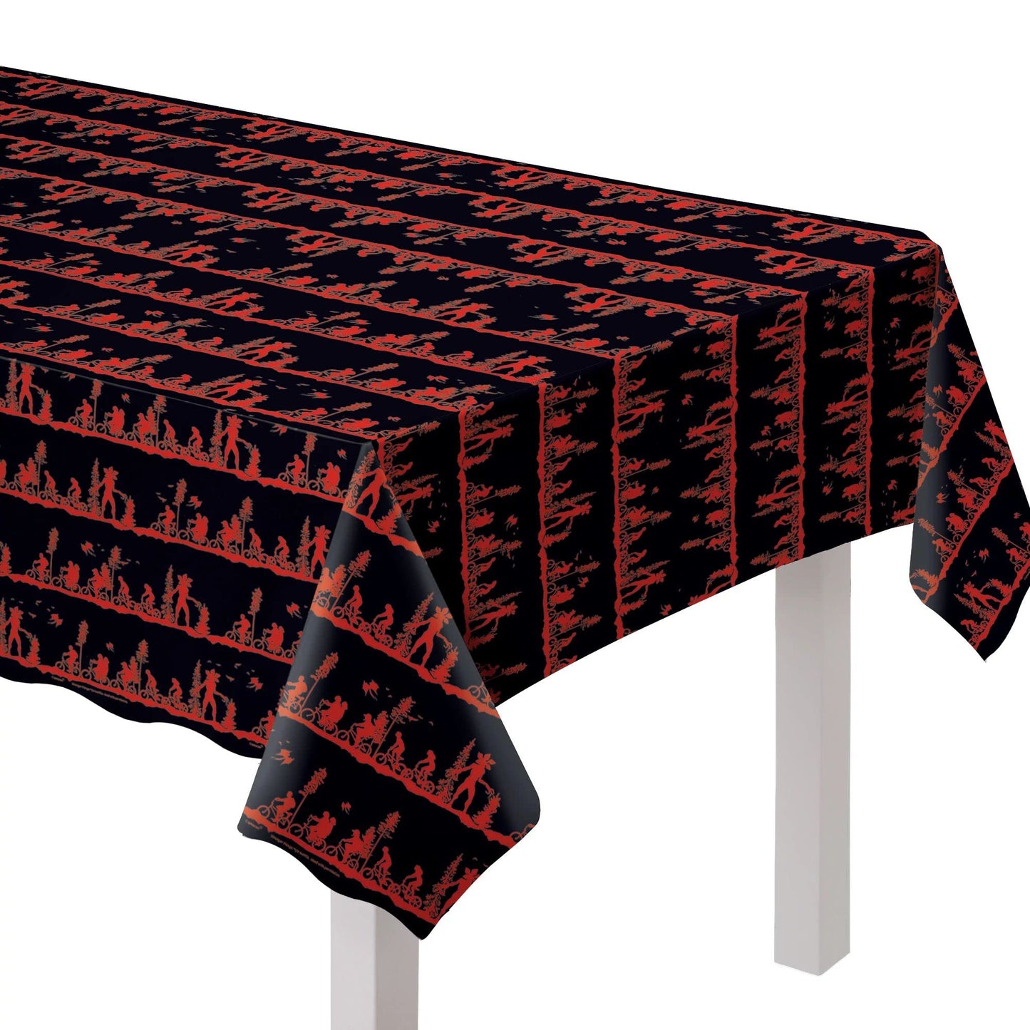 Amscan The Upside Down Plastic Tablecover - 54' x 108' | Black and Red | 1 Pc.