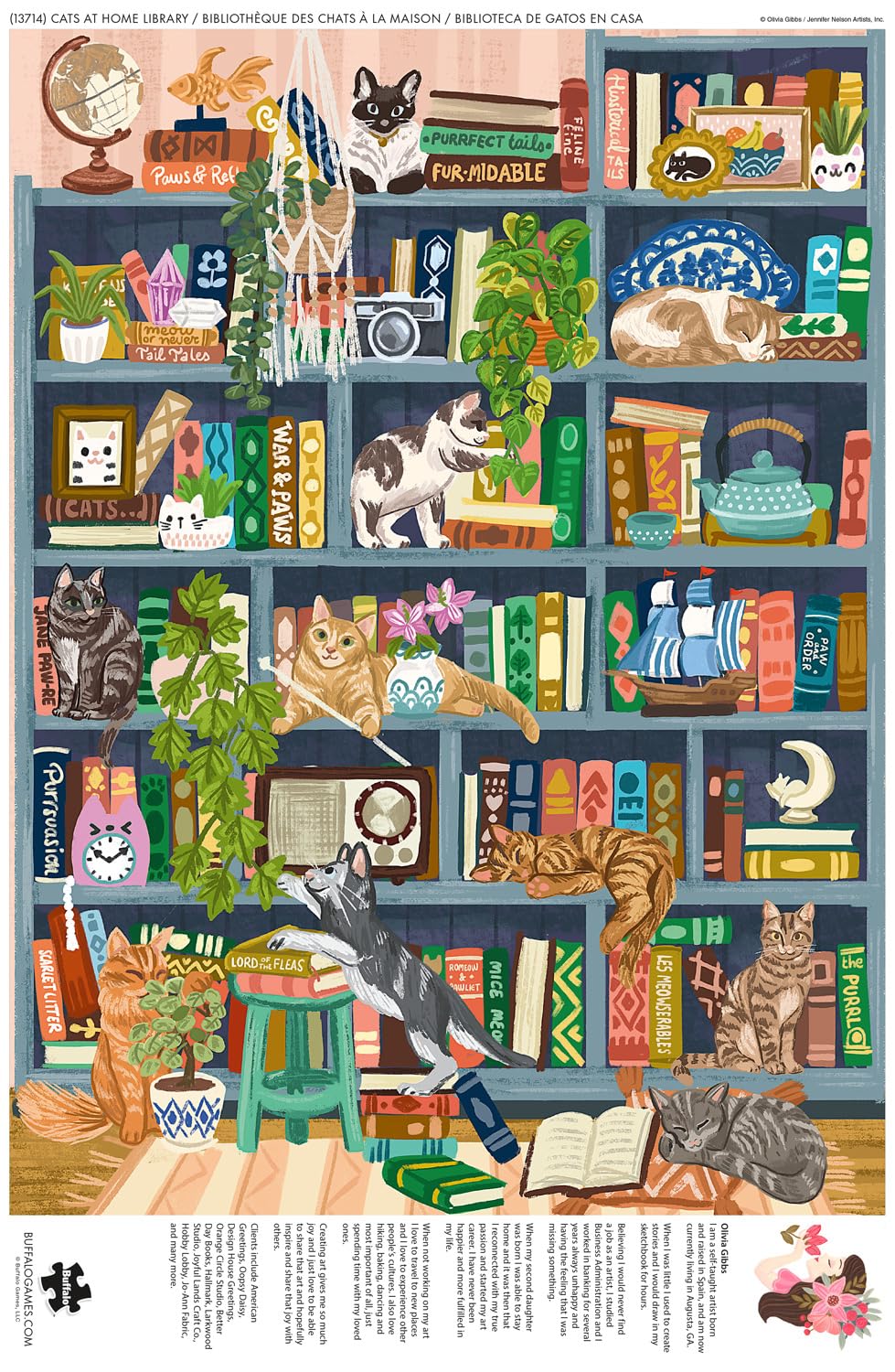 Buffalo Games - Cats at Home Library - 1000 Piece Jigsaw Puzzle for Adults