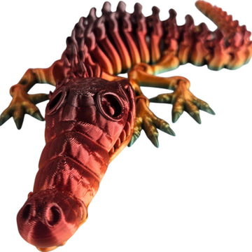 Articulated Skeleton Crocodile Figurine - Striking Gothic Desk Decor for Shelf Display or Unique Gift - 3D Printed in Canada