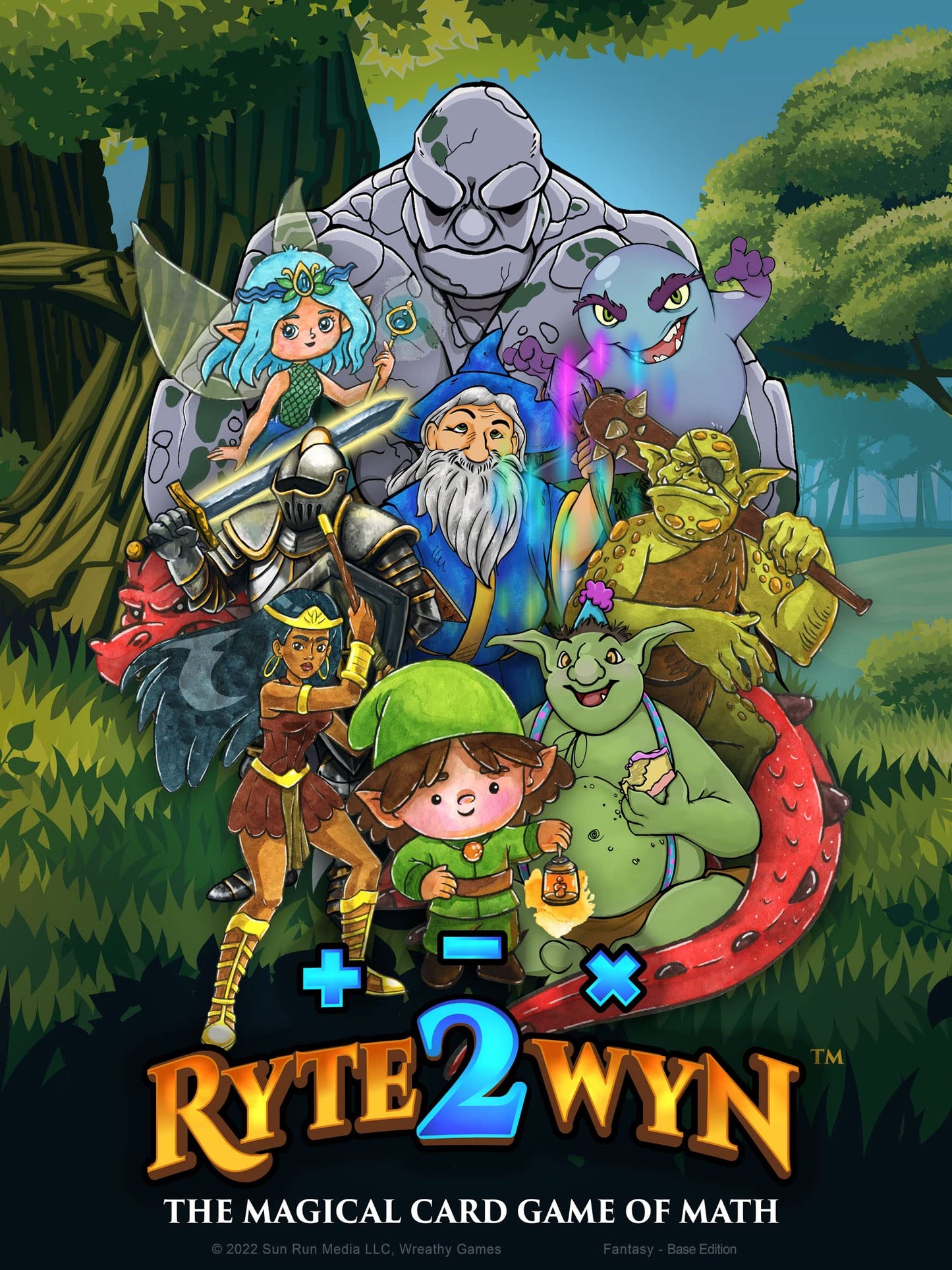 Wreathy Games Ryte2Wyn - The Magical Card Game of Math - Practice Every Addition, Subtraction and Multiplication Math Fact from 0-9 - Ages 5 & Up