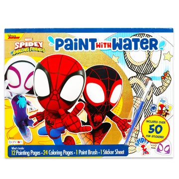 Spidey and Friends Paint with Water Set for Kids, Toddlers Age 3+ - Bundle with 40 Page Cute Cartoon Mess-Free Water Coloring Book for Ages 3 4 5 6 7