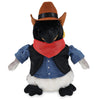 DolliBu Emperor Penguin Stuffed Animal Cowboy Plush with Name Personalization - Western-Themed Penguin Plush with Cute Cowboy Costume Denim Shirt