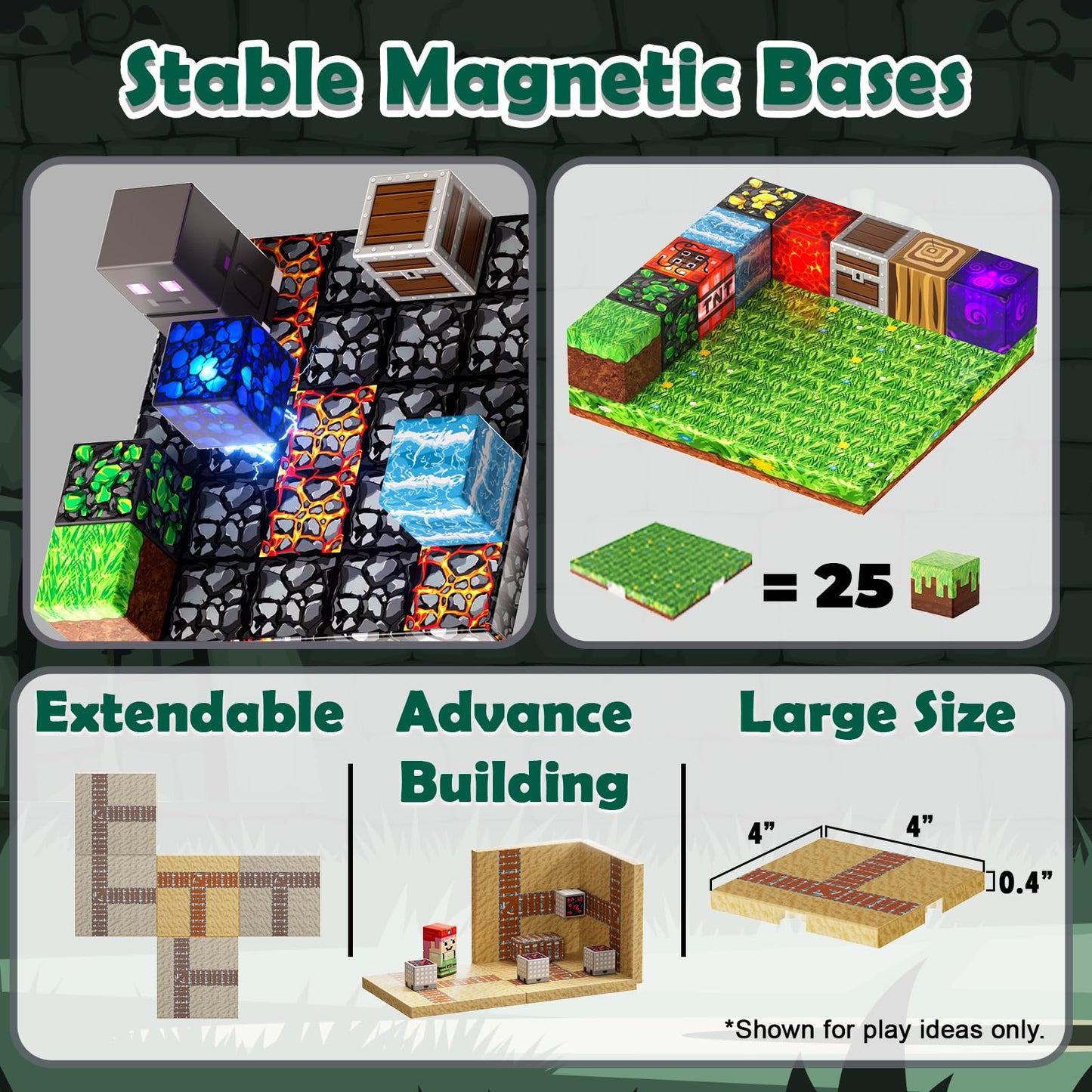 ToyUnited 4-in-1 Magnetic Blocks with 24 Light Up Blocks, 200PCS Magnetic Building Blocks with 8 Base Plates, Screen-Free Magnetic Building Cubes Toy