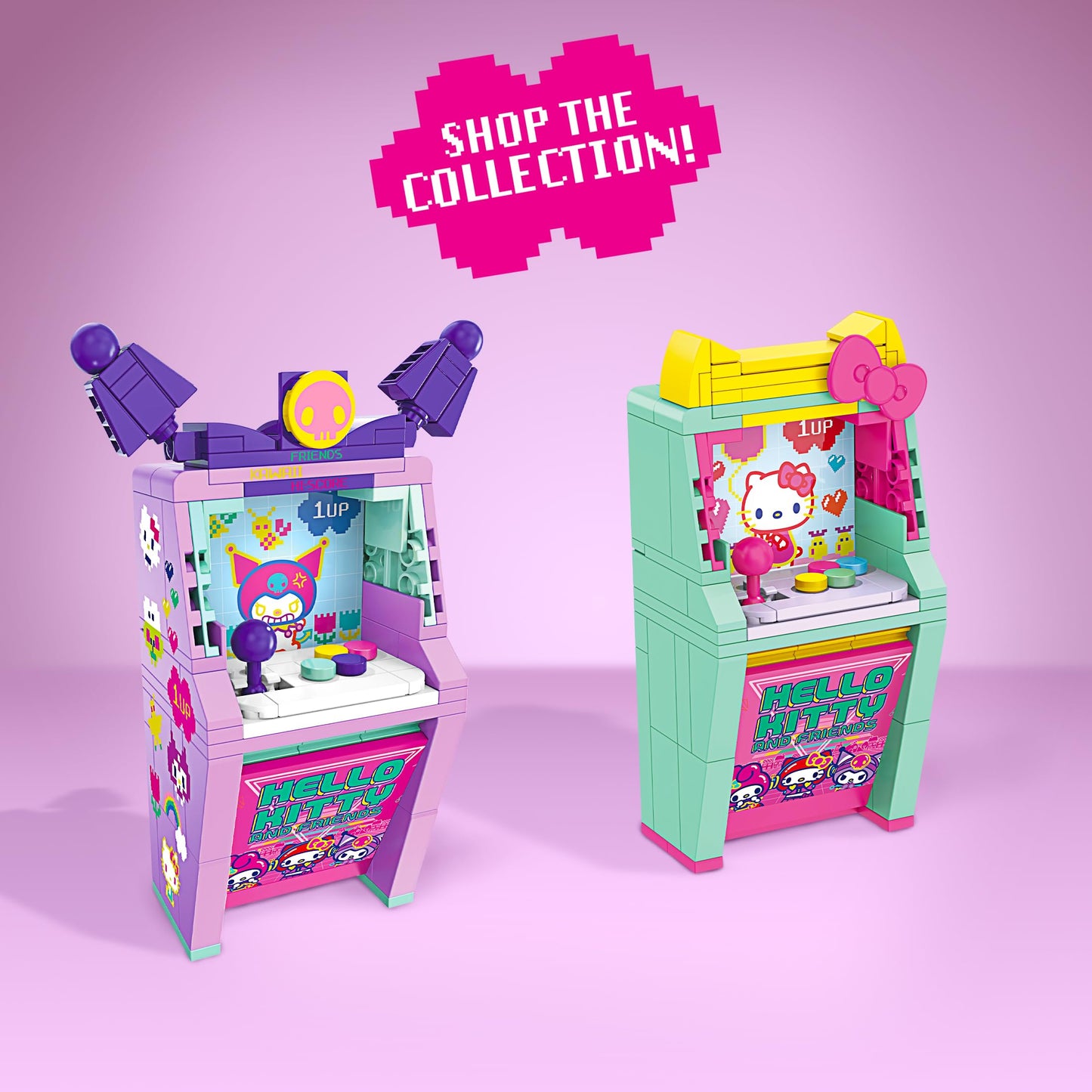 Brickcraft Hello Kitty and Friends Arcade Building Set, 102 PCS Toy Kit for Ages 12+, Retro Video Game Machine Model with Stickers, Cute Collectible
