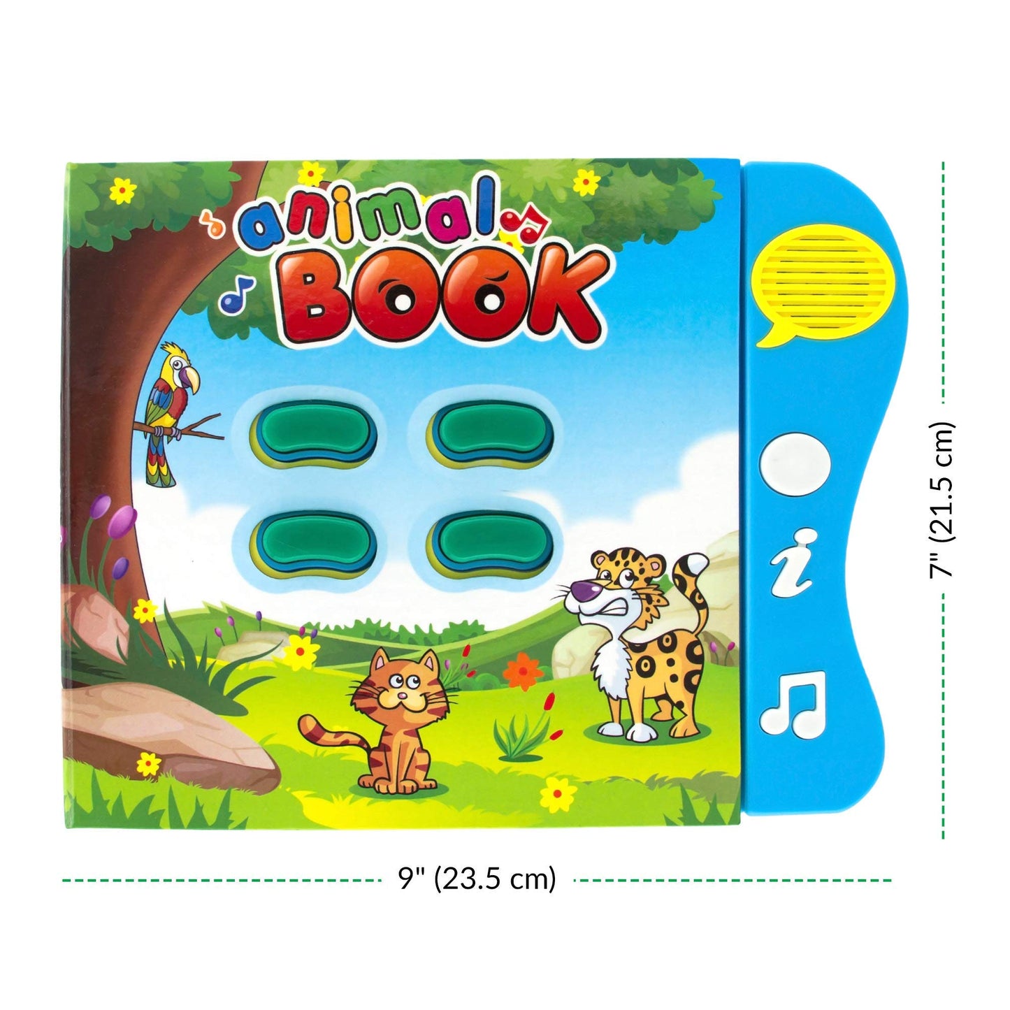 Animal Sound Book for Toddlers 1-3, Interactive Learning Toy with 90+ Sounds, 32 Animals, 8 Pages, 4 Activities, Light-Up Buttons, Educational Baby