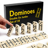 CHH Black/Cream Color Double 6 Jumbo Size Domino Tiles - Premium Set of 28 Ivory Dominoes - Classic Family Game in Cardboard Box