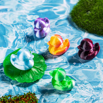 jrootouh 3D Printed 100pcs Mini Ducks Figurines - Anime ToysThemed Plastic Bulk Tiny Ducking Ornaments,Shiny Gradient Color for Potted Miniature