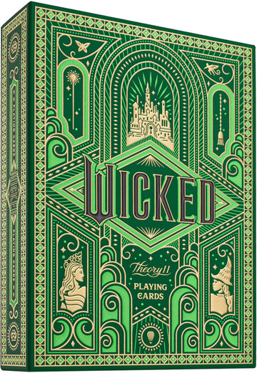 theory11 Wicked Playing Cards - Green Gold Oz Theme Poker Deck with Glinda & Elphaba Artwork, Magic, Cardistry, Game Night, Theater Fan Gift for Card