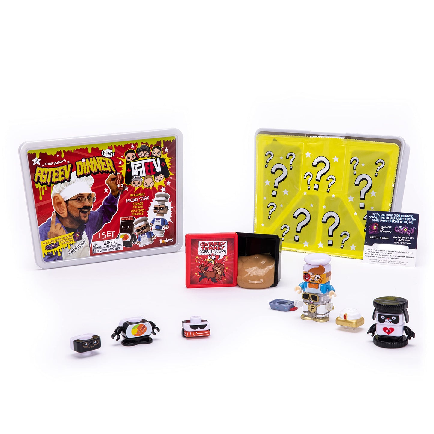 FGTeeV - Chef Duddy Dinner - Filled with Surprises Including Gurkey Turkey Gravy Putty, and 4 Food-Themed Micro STAX Figures - Change, Create
