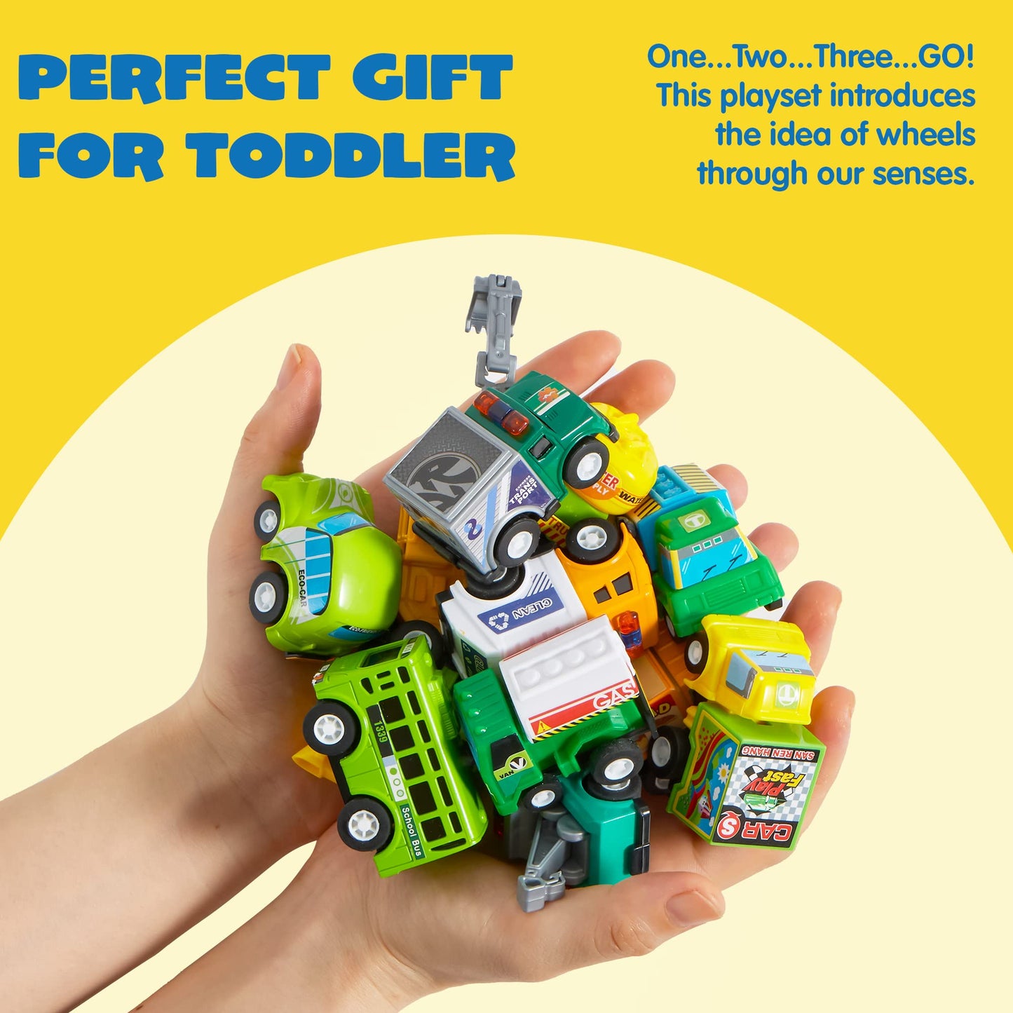 JOYIN 25 Pieces Pull Back Cars and Trucks Toy Vehicles Set for Toddlers, Girls and Boys Kids Play Set, Party Favors, School Gifts, Goodie Bags