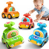 iPlay, iLearn Press to Go Dinosaur Car Toys for Toddlers 1-3, Baby Play Race Vehicle Set, Infant Boy Push Go Friction Toy, 4pcs Animal Car for 12 18