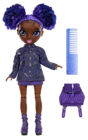 Rainbow High Jr High Series 2 Krystal Bailey- 9" Purple Posable Fashion Doll with Designer Accessories and Open/Close Backpack. Great Toy Gift for