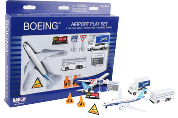 Daron Airport Playset - Boeing 787 - Die-Cast Metal Airplane Toy with Plastic Accessories and Vehicles for Kids Ages 3+