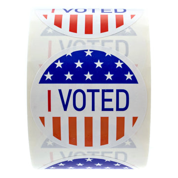 I Voted Stickers / 500 Patriotic Voting Election Stickers / 2" Round Red White Blue Vote Label/Made in The USA