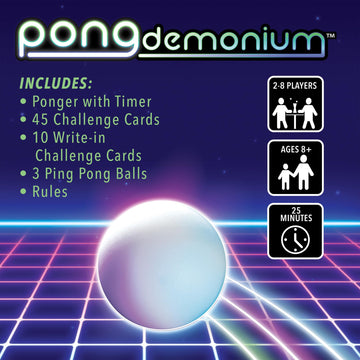 MindWare Pongdemonium Party Game - Fast-Paced Action Challenge with Timer, Bouncing Ball & 55 Cards - Hilarious Hot Potato-Style Game for Ages 6+, 2+