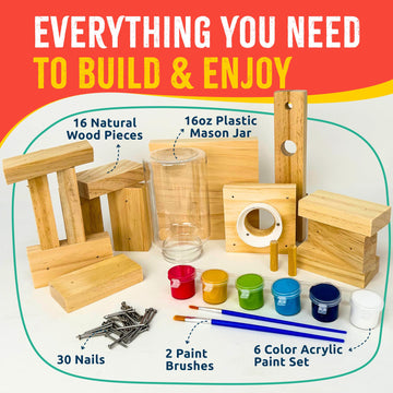 SparkJump Candy Dispenser Woodworking Kit - Complete STEM Building Kit for Kids with FSC-Certified Wood, Paints & Tools, DIY Gumball Machine Craft