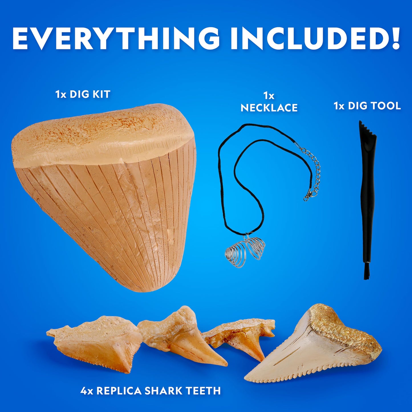National Geographic Shark Tooth Fossil Dig Kit and Necklace for Kids