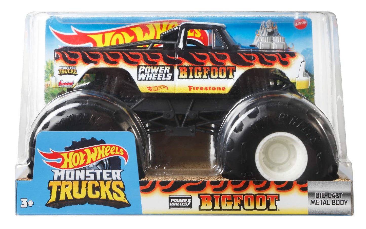 Hot Wheels Monster Truck 1:24 Scale Bigfoot (Power Wheels) Vehicle with Giant Wheels for Kids Age 3 to 8 Years Old Great Gift Toy Trucks Large Scales