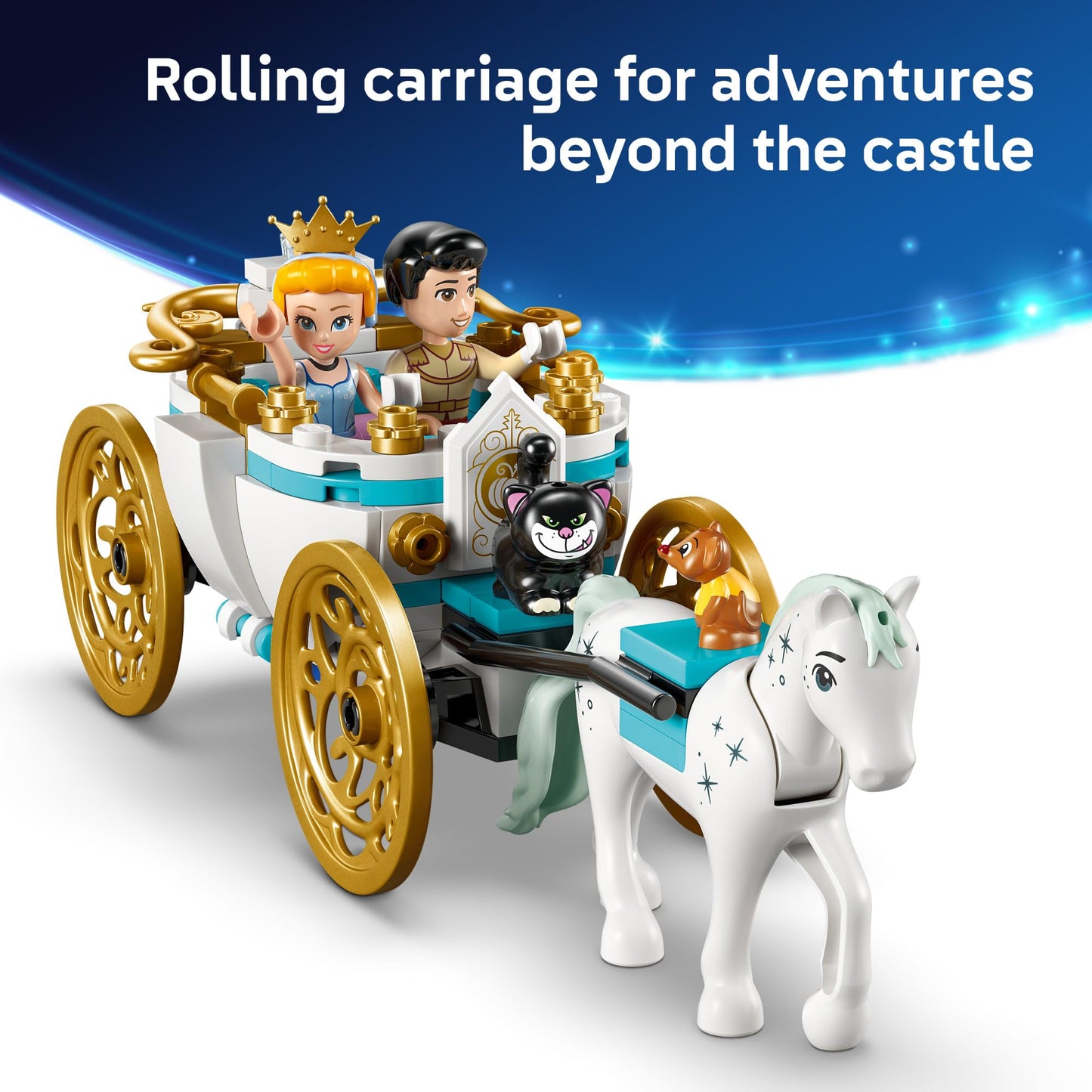 LEGO Disney Princess Cinderella's Castle & Horse Carriage Playset - Princess Castle Building Toy for Kids, Girls and Boys, Ages 6+ - with 2 Minidolls