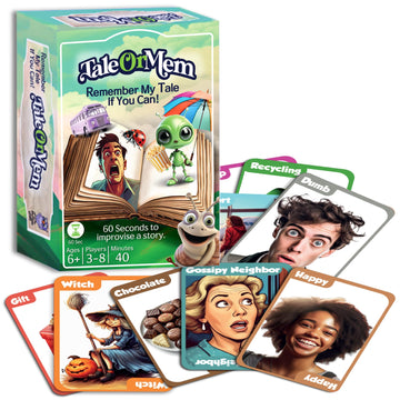 TaleOrMem - Award-Winning Improv Game for Adults & Kids. A creative mix of tall tales story telling game and recall skills. Contains 180 Story Telling