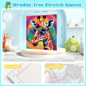 GEEHEIY Paint by Numbers Kit for Kids with Frame - Without Easel, Giraffe Paint by Number for Kids Ages 8-12, DIY Acrylic Oil Painting for Home Wall