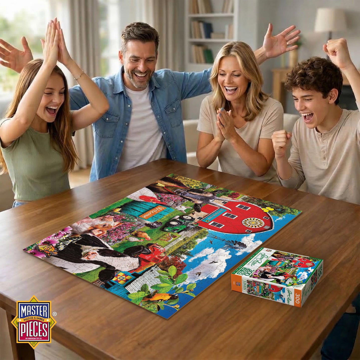 MasterPieces - 300 Piece Jigsaw Puzzle, Large EZ Grip Shapes, Welcoming Committee, Fun for Adults, Seniors, Family, Kids, Matte Finish, 18" x24