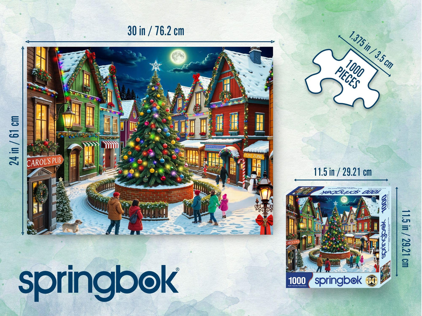 Springbok Merry Town Square 1000 Piece Christmas Jigsaw Puzzle for Adults