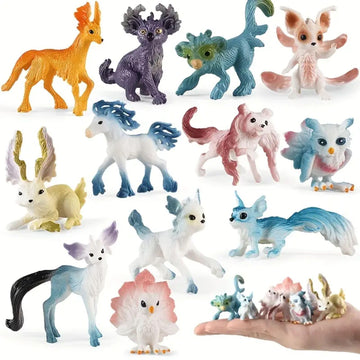 Liberty Imports 12 Pack Fantasy Creatures Figurines Set - Cute Plastic Fairy Animals & Mythical Toy Figures, Mini Unicorn Cake Toppers, Party Favors