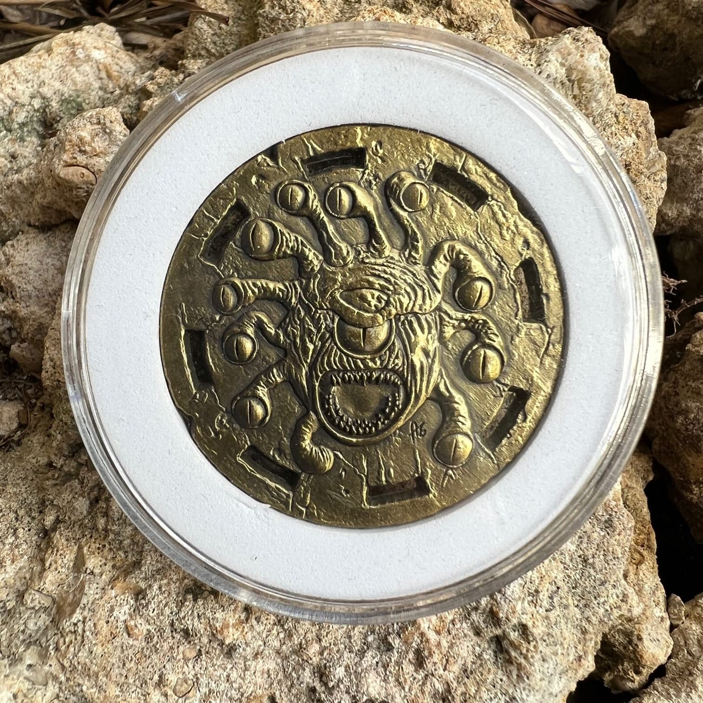 Cryptic Creative Copper Eye Tyrant Decision Coin D2 Heads-Tails - Yes-No RPG LARP