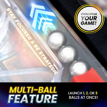 New Era Pinball Game Black - Interactive Tabletop or Floor Arcade Pinball Machine for Kids & Adults - LED Scoring, Lights & Sounds, Fast & Fun 3-Ball
